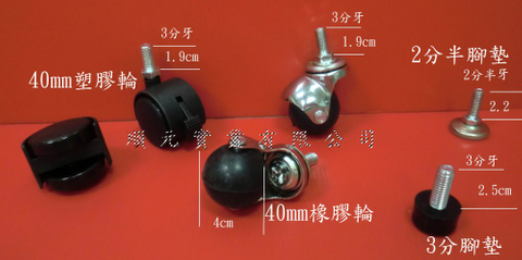 40mm輪及腳墊